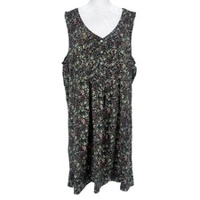 J Jill Garden Floral Print Sleeveless Button Front Midi Dress XL Green Spring