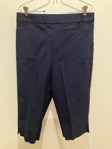 Womens Alfred Dunner Capri Pants 10P Navy Blue Comfort Waist Classic Fit