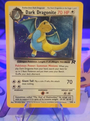 Pokemon Dark Dragonite Holo Rare Team Rockets Set 5/82 Swirl