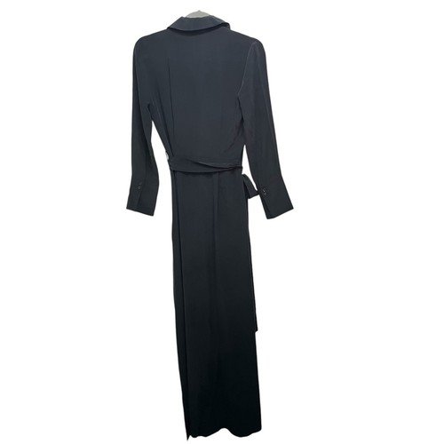 L'Agence silk wrap dress XS Long tall Black Long sleeves Side slits womens - Picture 2 of 10