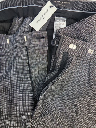 Banana Republic Mens Pants Gray 35x30 Tailored Slim Fit Lined Plaid Wool Blend - Afbeelding 8 van 9