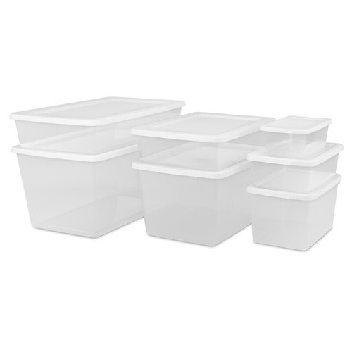 12 Qt Storage Box Set of 15 Stackable Clear Plastic Organizer Container Bins - Picture 11 of 12