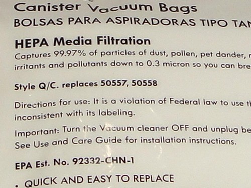 Kenmore 53291 2 Pack Style Q HEPA Vacuum Bags for Canister Vacuums NEW - Picture 4 of 4