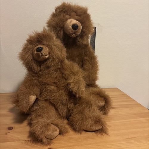 Lot Of 2 Vintage GRIZZ Plush Grizzly Teddy Bear 15 & 10 Inch by Russ Berrie VGC - Picture 2 of 14