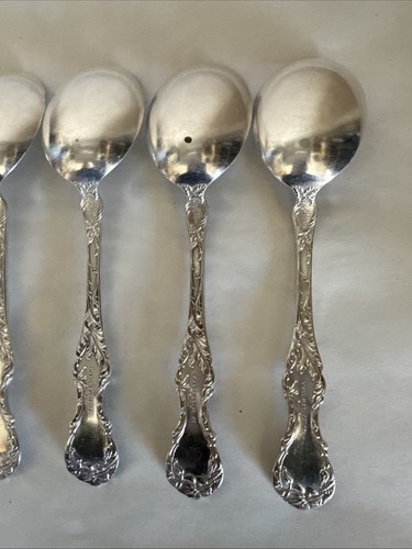6 cucharas plateadas de colección 1835 R Wallace diseño floral de 6" - Imagen 8 de 11