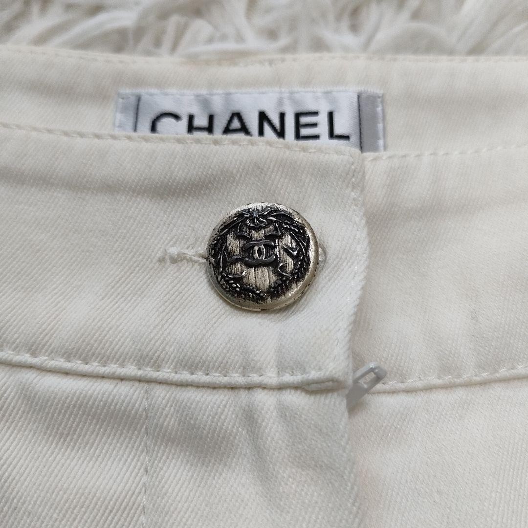 【CHANEL】コットンチノパン サイズ36 CHANEL Chino Pants Cotton Size 36 White Waist 71cm Total