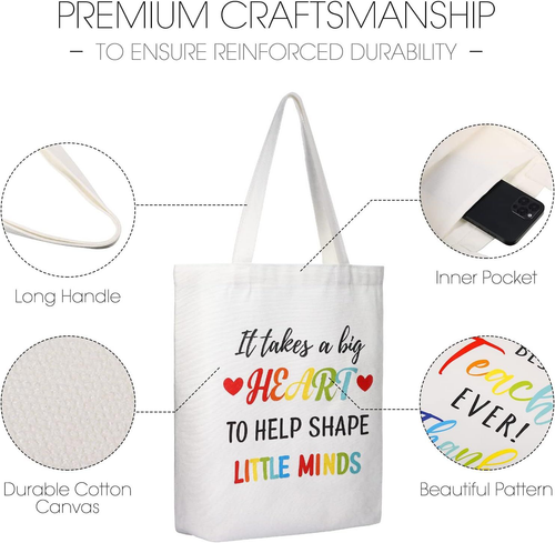 Xuniea 6 Pcs Teacher Appreciation Gifts for Women Graduation Tote Canvas... - Picture 4 of 7