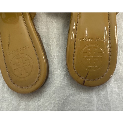 Tory Burch Miller Sandalen Leder Zehenstegsandalen Designer Schuhe Größe 8,5 Gold - Bild 4 von 6