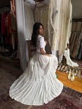 edwardian cotton lace paneled skirt