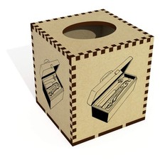 Square 'Toolbox with Hammer and Spanner' Wooden Tissue Box Cover (TB00067290)