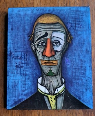 Vintage Mini BERNARD BUFFET 55 TETE DE CLOWN Art Print on Board