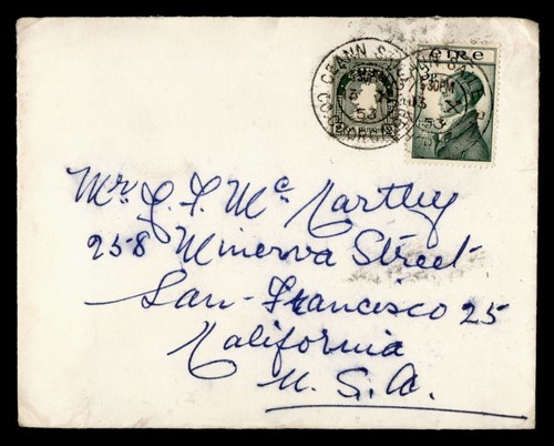 DR WHO 1953 IRLAND CEANN SAILE PAQUEBOT SHIP TO USA M37726