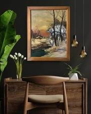 Hand-painted on reclaimed canvas. AT-AT Combat Walker Star Wars 29?x  23? Framed
