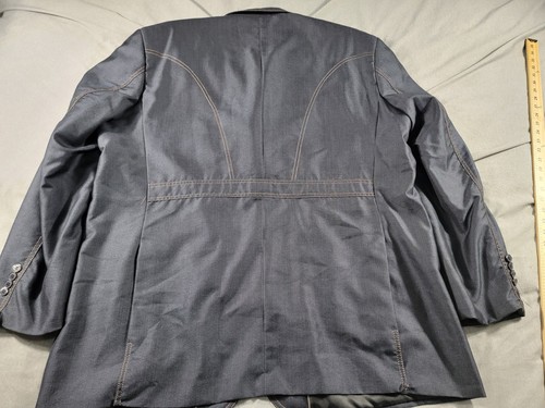 Milano Moda Dark Blue Faux Denim Looking Blazer, 52L Long Tall, Casual, Western - Picture 11 of 11