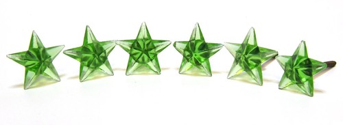 RARE 6 VINTAGE LIME GREEN STAR DRAWER PULLS KNOBS - Picture 3 of 11
