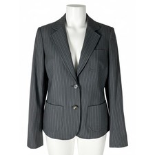 Theory Blazer 6 Gray Blue Striped Wool Blend Quiet Luxury Corpcore Office Suit