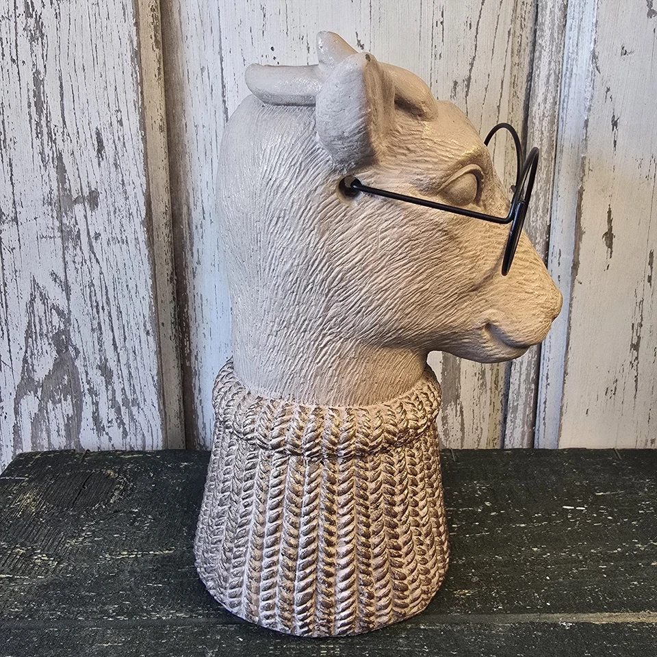 Napco Whimsical Deer Head Vase Planter Glasses Sweater Knit Home Decor Funky - Image 3 of 4