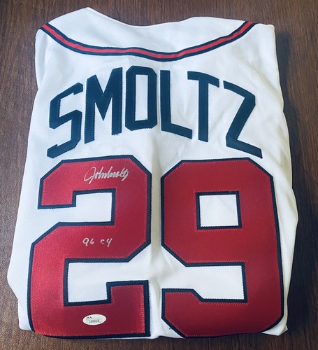 Autographed/Signed John Smoltz Atlanta Home Baseball Jersey JSA COA-CY