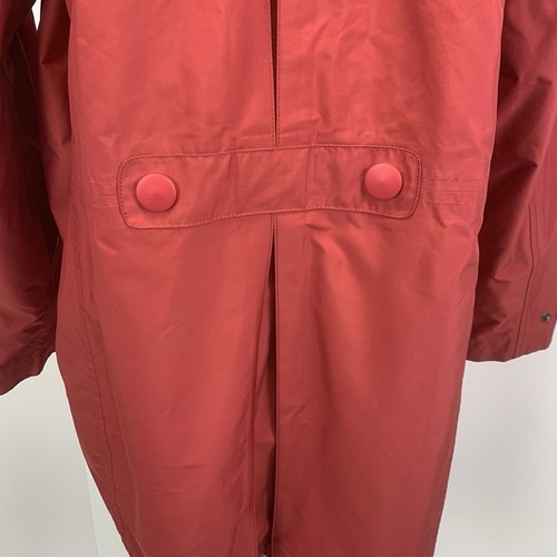 LL Bean Damen Gr. XL mittellanger Regenmantel Parka rot Zip Off Kapuze gefüttert Reise - Bild 6 von 18