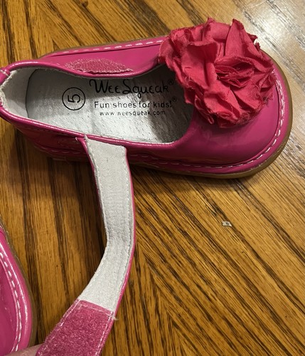 Wee Squeeze Hot Pink Flower Shoes Toddler Size 5 - Picture 4 of 4
