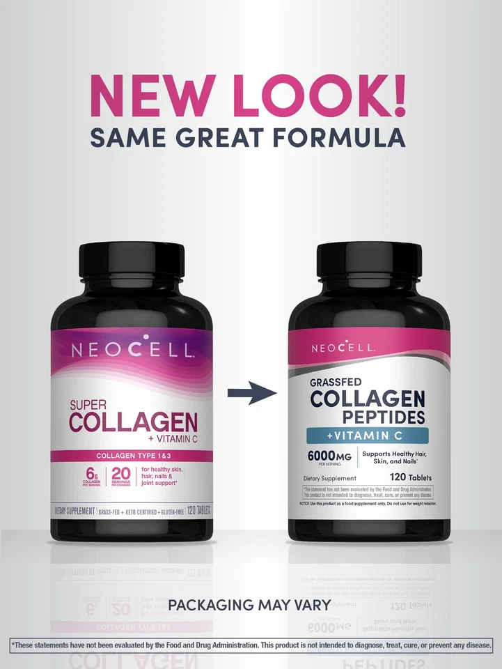 Péptidos de colágeno alimentados con pasto | 6000 mg | 120 comprimidos | + vitamina C | de NeoCell Foto 3 de 4