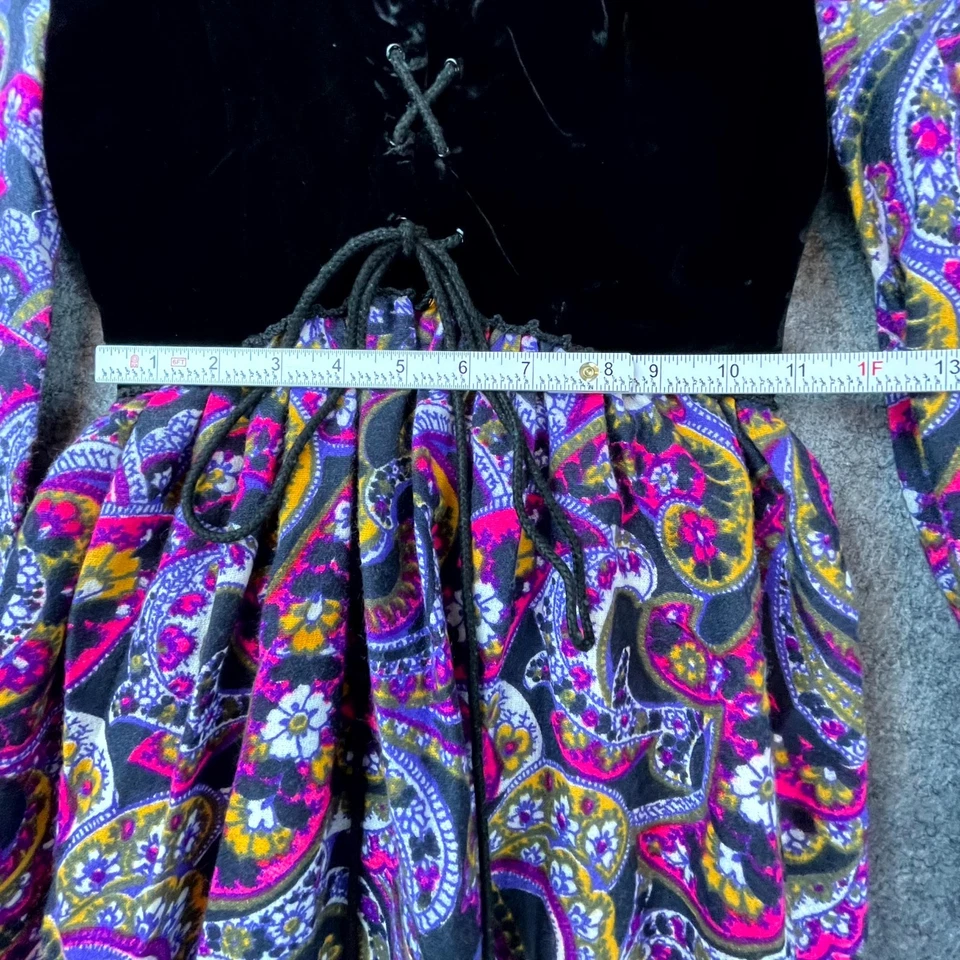 Vestido Renacentista Terciopelo Vintage Para Mujer S Busto Con Cordones Lechera Boho Hippie Gótico Foto 3 de 4