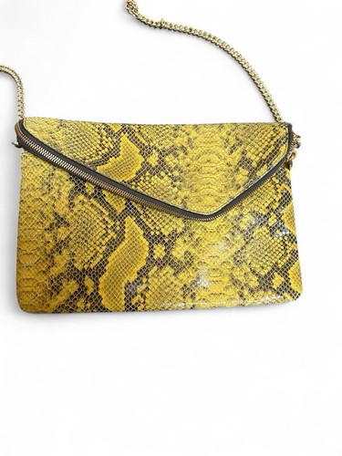 Henri Bendel Snakeskin Crossbody Clutch Purse With Gold Chain Strap And Accents - Picture 2 of 8