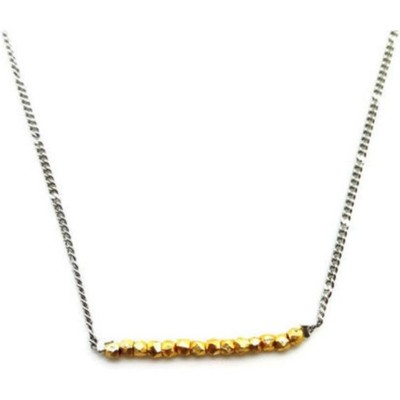 a.v.max NYC Gold Plated Semi Rondelle on Silvertone Chain Necklace 16''-18'' NWOT