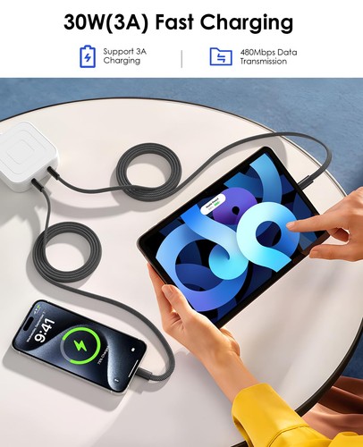 Câble USB a vers USB C câble de charge magnétique plat de 15 m câble USB C en... - Photo 2/7