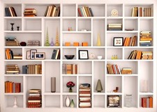 7x5ft Fabric White Bookshelf Backdrop Library Modern Office Bookcase Backdrop...