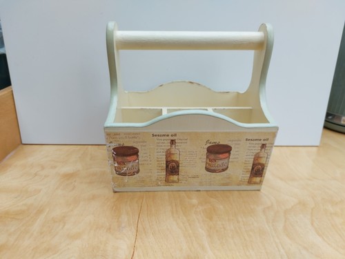 Wooden Shabby Chic Storage Box Caddy With Handle 4 X Compartments 20 X 15 X 21cm - Picture 10 of 20