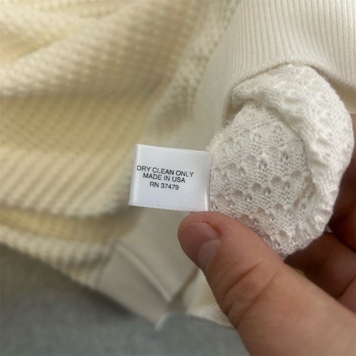 St. Croix Sweater Mens Small Off White Waffle Knit Cashmere Quarter Zip USA Shop - Picture 4 of 7