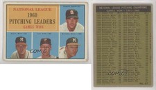 1961 Topps League Leaders Ernie Broglio Warren Spahn Vern Law Lou Burdette HOF