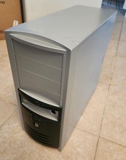 Vintage Retro Aluminum PC ATX Mid Tower Silver w/ Black Trim Computer Case