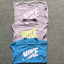 Nike Boys Dri-FIT Short Sleeve Crew Neck Logo T-Shirts Lot Of 3