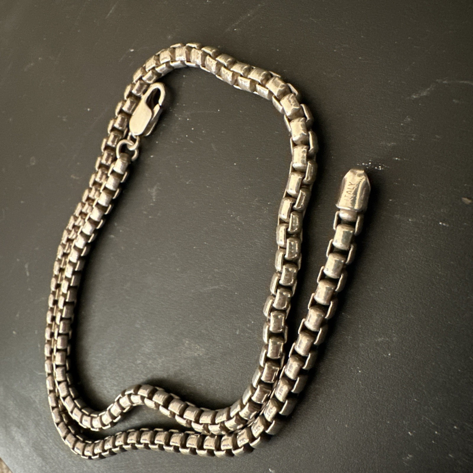 SOLID 925 STERLING SILVER Round Box Link Chain Ne… - image 14