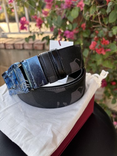 NWT $515 BALLY Mirror B Chain Reversible Leather Belt Black Camo Sz 110 44 - Picture 3 of 6