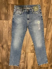 Mutual Weave Men's Stretch Bootcut Straight Leg Mid Rise Blue Jeans - Size 32X34