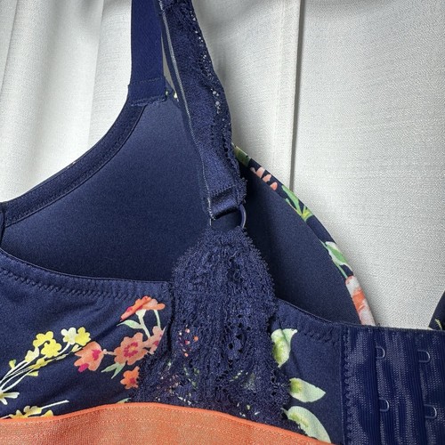 New Cacique Bra Lace Floral Boost Plunge Push Up 40DD Feminine Romantic Sexy - Picture 4 of 7
