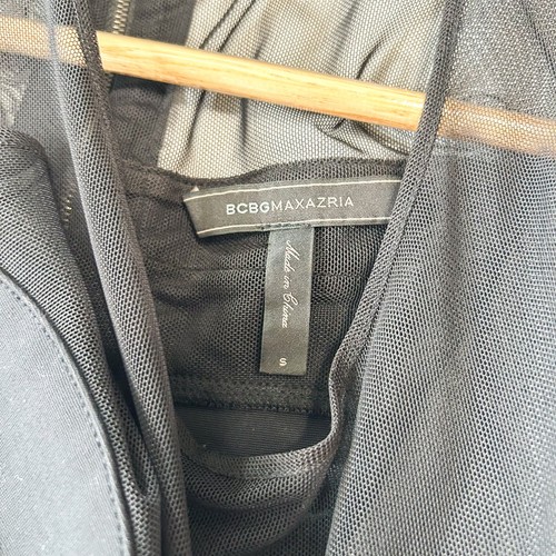 Maxi Vestido BCBGMAXAZRIA Alai Negro Seda Vendaje Ilusión Malla Sin Mangas Talla S - Imagen 8 de 12