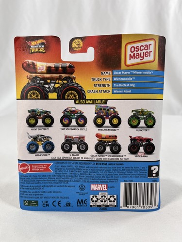Hot Wheels Monster Trucks Oscar Mayer Wienermobile Schatzsuche mit Crash Car - Bild 4 von 6