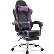 Gaming Chair,Computer Office Chair with Footrest,Massage Lumbar Support and G...
