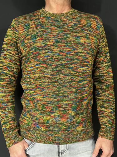 MAGLIONE UOMO MISTO LANA MAGLIA GIROCOLLO CON FILATO STAMPATO MADE IN ITALY 100% - Foto 8 di 17