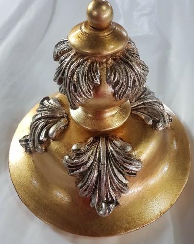 Lampadario legno artistico classico 6 luci FOGLIA ORO E ARGENTO MODELLO AGATA - Picture 3 of 7