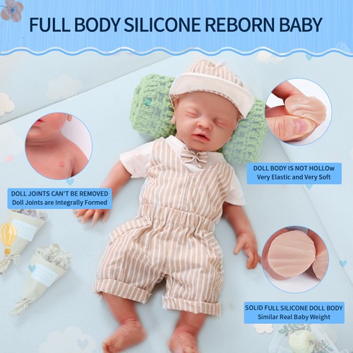 18'' Handmade Dolls Full Slicone Reborn Baby Doll Sleeping Boy Can Take Pacifier - Picture 5 of 10