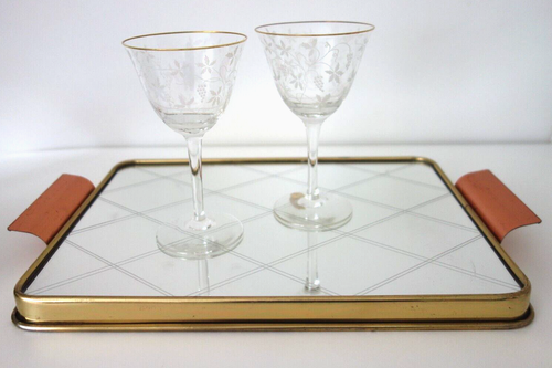 Tablett Spiegeltablett Messing Kupfer Rockabilly Design Mid Century 50er 60er - Bild 6 von 12