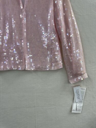 Vintage Together Women’s 4 Sequins Jacket Hook Eye Closure Lined Pink Iridescent - Picture 4 of 11