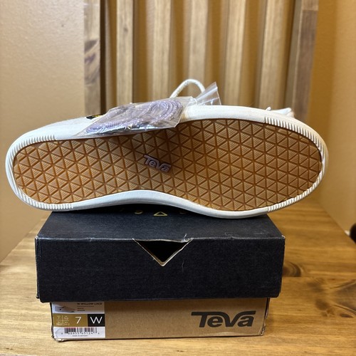 Womens Teva Willow White Cotton Lace Up Sneakers Size 7 Casual Shoes - Picture 9 of 13