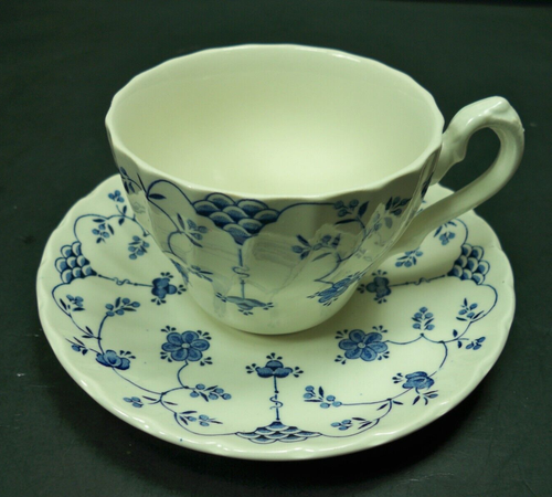 Vintage 1982 Myott Finlandia Cup and Saucer Staffordshire England Blue & White - Picture 1 of 6