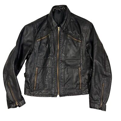 Rare-Vintage Mens Black Leather Motorcycle Jacket Talon Rare-Vintage Mens Black Leather Motorcycle Jacket Talon